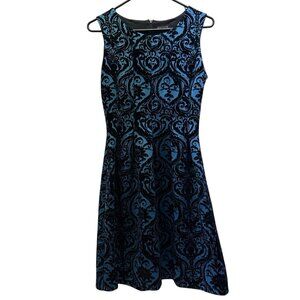 En Focus Studio Dress 8 Velvet Burnout Black Floral Zip Closure Dressy Gothic